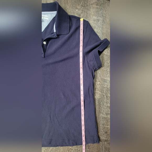 Y2K Tommy Hilfiger Polo Women's XL Navy Short Sleeve 1/4 Button Strechy Cotton - Picture 10 of 13